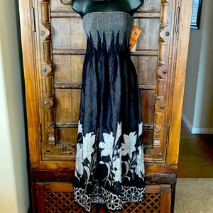 Lapis NWT Boho Style OS Beautiful Grey Strapless Dress